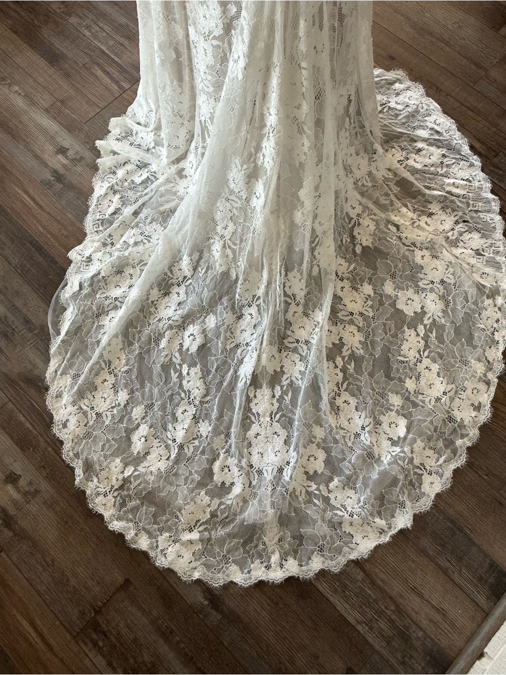 Lillian West Fit-and-Flare Lace Wedding Dress - Ivory - Picture 10 of 17